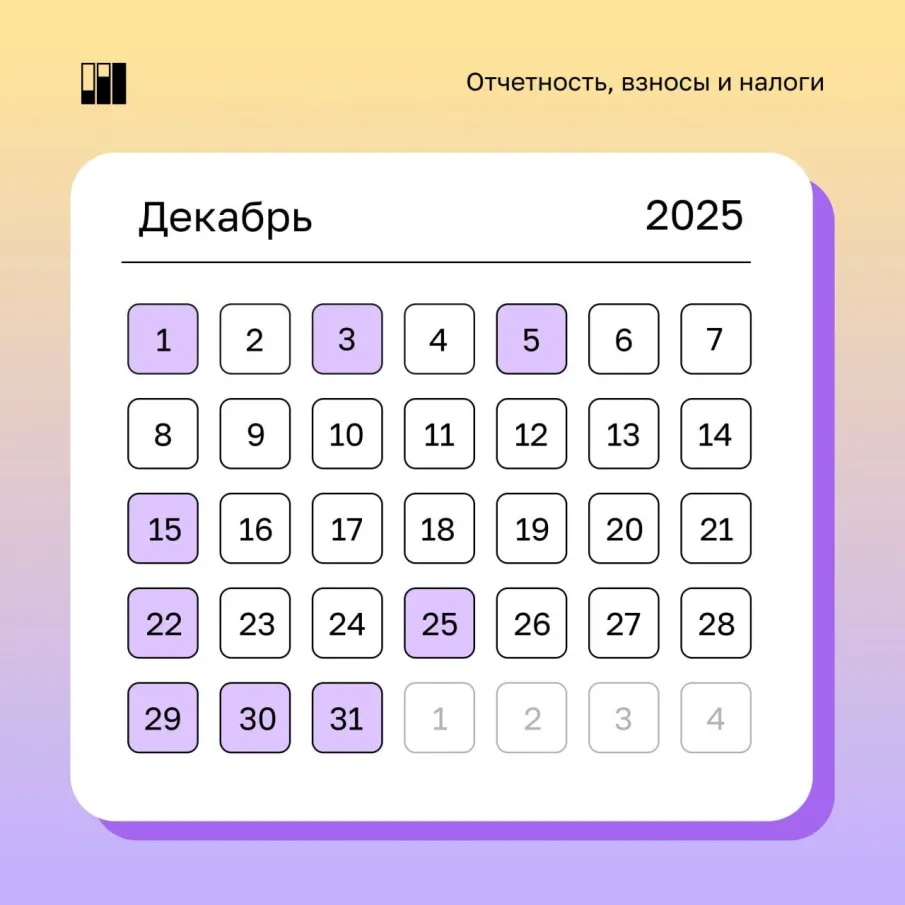 Корпорация МСП опубликовала календарь предпринимателя на декабрь 2025 года